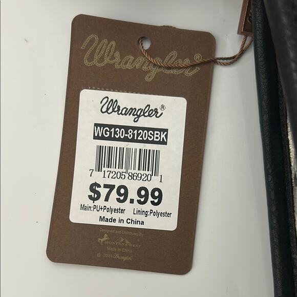 NWT Wrangler Southwestern Pattern Concealed Carry Tote Crossbody Bag - Black - Picture 7 of 7
